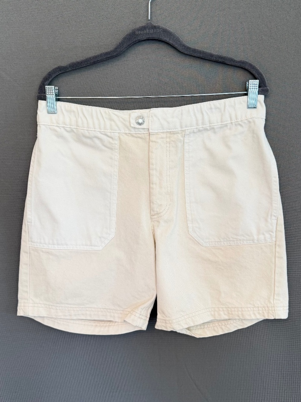 ZARA Women’s Size 31 Waist White & Cream Color Block Denim Shorts